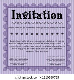 Violet Vintage invitation. Good design. Customizable, Easy to edit and change colors. Complex background. 