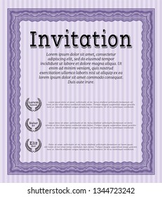 Violet Vintage invitation. With great quality guilloche pattern. Customizable, Easy to edit and change colors. Elegant design. 