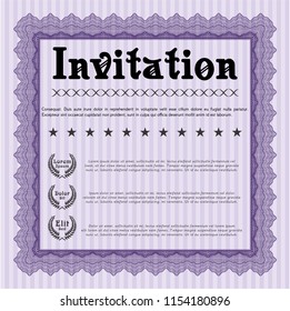 Violet Vintage invitation. With linear background. Vector illustration. Cordial design. 