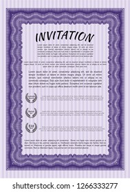 Violet Vintage invitation. With linear background. Customizable, Easy to edit and change colors. Excellent design. 