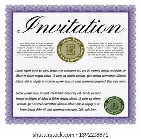Violet Vintage invitation. Lovely design. Detailed. Printer friendly. 