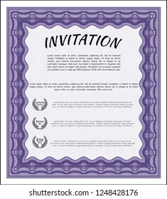 Violet Vintage invitation. Modern design. Detailed. With quality background. 
