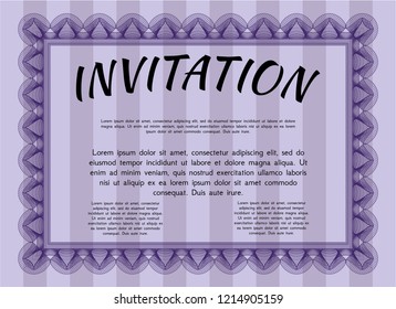 Violet Vintage invitation. Money Pattern. With quality background. Detailed. 