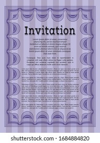 Violet Vintage invitation. Money Pattern. Vector illustration. Easy to print. 