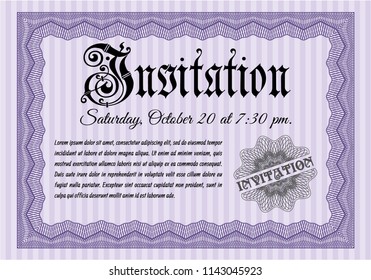 Violet Vintage invitation. Money style design. Detailed. With quality background. 