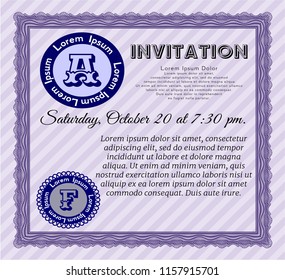 Violet Vintage invitation. Printer friendly. Customizable, Easy to edit and change colors. Perfect design. 