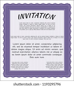 Violet Vintage invitation. Printer friendly. Money design. Vector illustration. 