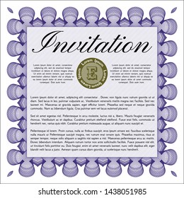Violet Vintage invitation. Printer friendly. Lovely design. Detailed. 