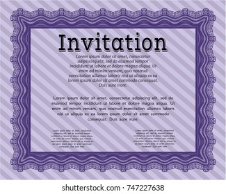 Violet Vintage invitation. With quality background. Artistry design. Detailed. 