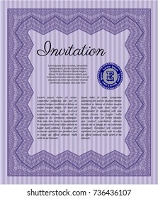 Violet Vintage invitation. Sophisticated design. Vector illustration. With quality background. 