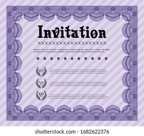 Violet Vintage invitation. Superior design. Detailed. With complex background. 