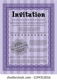 Violet Vintage invitation template. Artistry design. With quality background. Customizable, Easy to edit and change colors. 