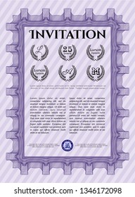 Violet Vintage invitation template. With background. Vector illustration. Good design. 