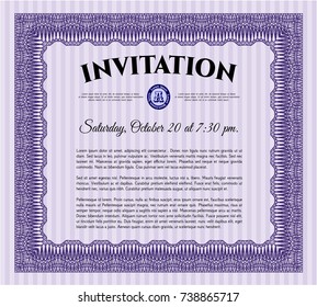 Violet Vintage invitation template. With background. Vector illustration. Modern design. 