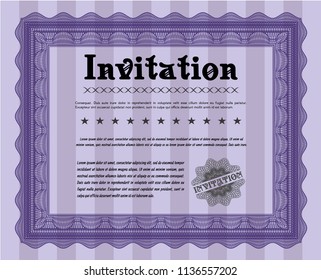Violet Vintage invitation template. With complex background. Vector illustration. Elegant design. 