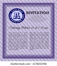 Violet Vintage invitation template. Complex background. Good design. Vector illustration. 