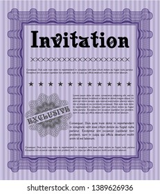 Violet Vintage invitation template. Complex background. Retro design. Vector illustration. 