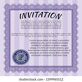 Violet Vintage invitation template. Complex background. Vector illustration. Excellent design. 