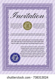 Violet Vintage invitation template. With complex background. Artistry design. Customizable, Easy to edit and change colors. 