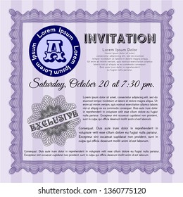 Violet Vintage invitation template. Cordial design. Customizable, Easy to edit and change colors. With background. 