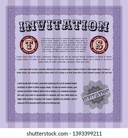 Violet Vintage invitation template. Cordial design. Customizable, Easy to edit and change colors. Complex background. 