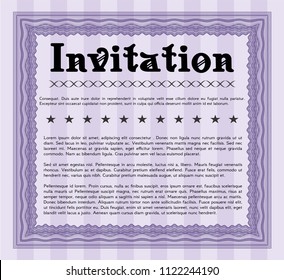 Violet Vintage invitation template. Customizable, Easy to edit and change colors. With linear background. Modern design. 