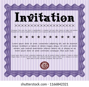 Violet Vintage invitation template. Customizable, Easy to edit and change colors. With guilloche pattern. Excellent design. 