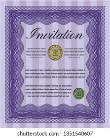 Violet Vintage invitation template. Customizable, Easy to edit and change colors. Easy to print. Money design. 