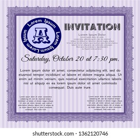 Violet Vintage invitation template. Customizable, Easy to edit and change colors. With quality background. Good design. 