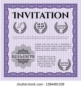 Violet Vintage invitation template. Customizable, Easy to edit and change colors. Complex background. Money design. 