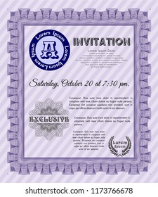 Violet Vintage invitation template. Easy to print. Customizable, Easy to edit and change colors. Perfect design. 