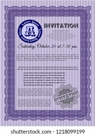 Violet Vintage invitation template. Easy to print. Detailed. Perfect design. 