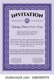 Violet Vintage invitation template. Easy to print. Perfect design. Detailed. 