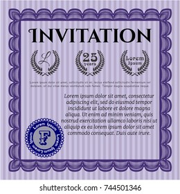 Violet Vintage invitation template. Easy to print. Superior design. Detailed. 
