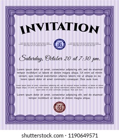 Violet Vintage invitation template. Elegant design. Customizable, Easy to edit and change colors. With complex background. 