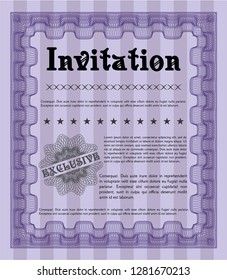 Violet Vintage invitation template. Elegant design. Vector illustration. Complex background. 