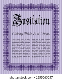 Violet Vintage invitation template. Elegant design. With quality background. Vector illustration. 