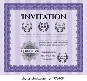 Violet Vintage invitation template. Elegant design. Customizable, Easy to edit and change colors. Easy to print. 