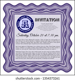 Violet Vintage invitation template. Excellent design. Printer friendly. Customizable, Easy to edit and change colors. 