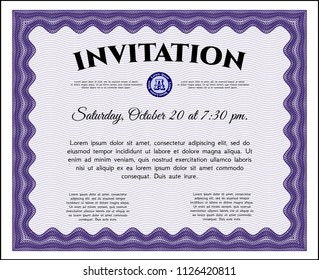 Violet Vintage invitation template. Good design. Vector illustration. With complex background. 