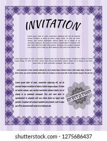 Violet Vintage invitation template. Good design. Printer friendly. Detailed. 