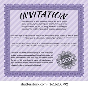 Violet Vintage invitation template. With guilloche pattern. Modern design. Customizable, Easy to edit and change colors. 