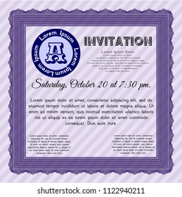 Violet Vintage invitation template. Lovely design. With background. Vector illustration. 
