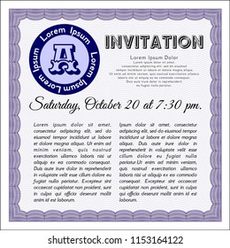 Violet Vintage invitation template. Money design. Customizable, Easy to edit and change colors. With background. 