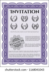 Violet Vintage invitation template. Perfect design. Vector illustration. With background. 