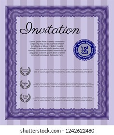 Violet Vintage invitation template. Printer friendly. Customizable, Easy to edit and change colors. Lovely design. 
