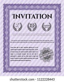 Violet Vintage invitation template. With quality background. Customizable, Easy to edit and change colors. Elegant design. 