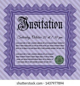 Violet Vintage invitation template. With quality background. Customizable, Easy to edit and change colors. Retro design. 