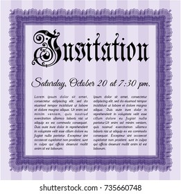 Violet Vintage invitation template. With quality background. Detailed. Excellent design. 