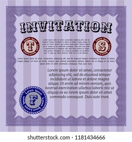 Violet Vintage invitation template. Vector illustration. Complex background. Elegant design. 